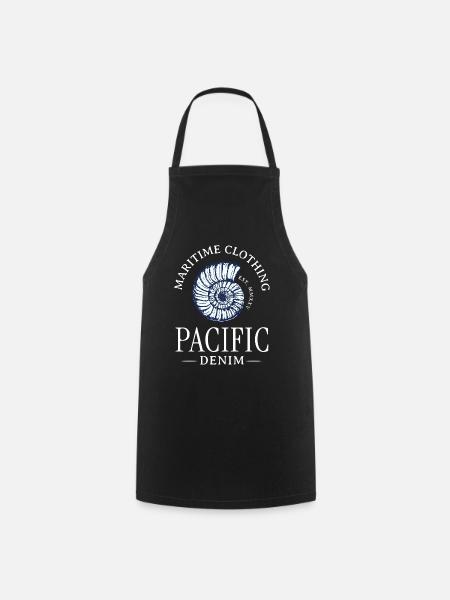 Coquille nautique imprimée en spirale - Tablier de cuisine - noir