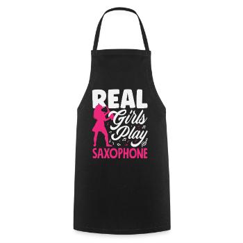 Saxophone fille Saxophoniste Soliste Membre du groupe - Tablier de cuisine - noir - Devant - AI Model Male 185 dark (185cm)