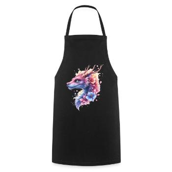 Dragon Fleur Bleu - Tablier de cuisine - noir - Devant - AI Model Male 185 dark (185cm)