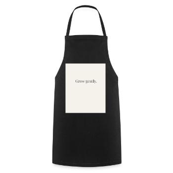 Minimalist Quote Poster „Grow Gently“  - Kochschürze - Schwarz - Vorne - AI Model Male 185 dark (185cm)