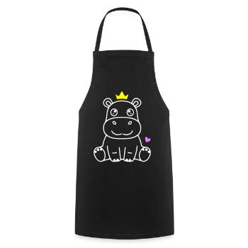 Hippopotame avec le prince héritier Princesse - Tablier de cuisine - noir - Devant - AI Model Male 185 dark (185cm)