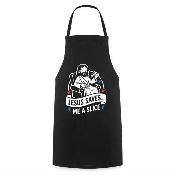Jésus me garde une part drôle - Tablier de cuisine - noir - Devant - AI Model Male 185 dark (185cm)