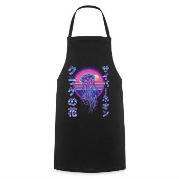 Retro Jellyfish Vaporwave Synthwave - Cooking Apron - black - Front - AI Model Male 185 dark (185cm)
