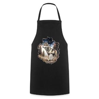 Wolf Sternenhimmel - Kochschürze - Schwarz - Vorne - AI Model Male 185 dark (185cm)
