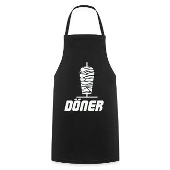 Döner Spieß Icon Schwarz-Weiß - Kochschürze - Schwarz - Vorne - AI Model Male 185 dark (185cm)