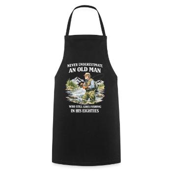 Vintage Grandfather Gift Peach Humor - Cooking Apron - black - Front - AI Model Male 185 dark (185cm)