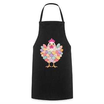 Cute Patchwork Hen Rustic Style - Cooking Apron - black - Front - AI Model Male 185 dark (185cm)