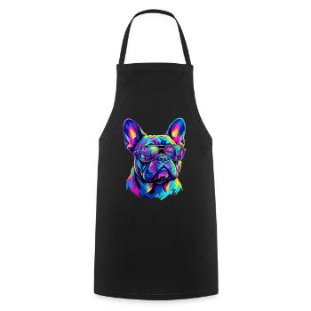Pop Art Französische Bulldogge NYC Brille - Kochschürze - Schwarz - Vorne - AI Model Male 185 dark (185cm)