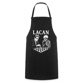 Jacques Lacan plays chess with skeleton - Cooking Apron - black - Front - AI Model Male 185 dark (185cm)