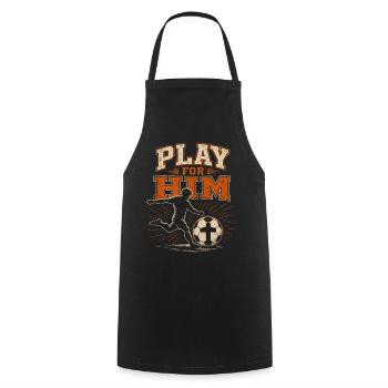Games for Him Christian Football Faith - Cooking Apron - black - Front - AI Model Male 185 dark (185cm)