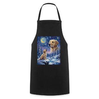 Howling to the Moon Meme Animal Dog Labrador - Cooking Apron - black - Front - AI Model Male 185 dark (185cm)