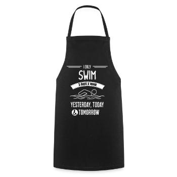 Funny Swim Quote - Cooking Apron - black - Front - AI Model Male 185 dark (185cm)
