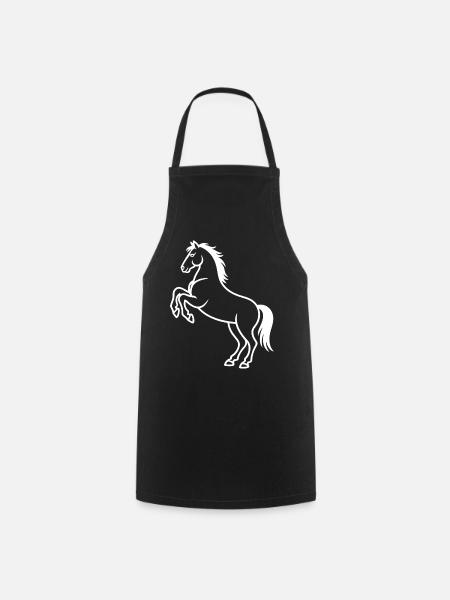 Springendes Pferd Silhouette - Kochschürze - Schwarz