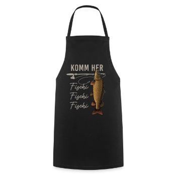 Komm her Fischi Angler Rute Karpfen Wasser - Kochschürze - Schwarz - Vorne - AI Model Male 185 dark (185cm)
