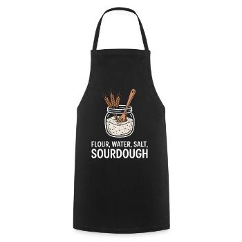 Sauerteigglas Mehl Wasser Salz - Kochschürze - Schwarz - Vorne - AI Model Male 185 dark (185cm)