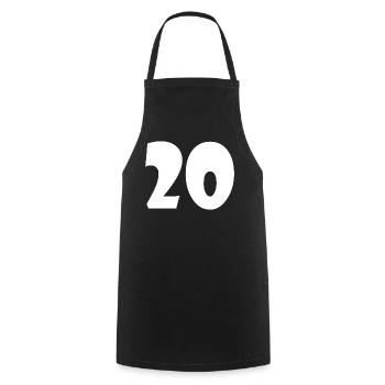 20. 20. JAHRESTAG. 20-JÄHRIGES JUBILÄUM. 20 JAHRE. - Kochschürze - Schwarz - Vorne - AI Model Male 185 dark (185cm)