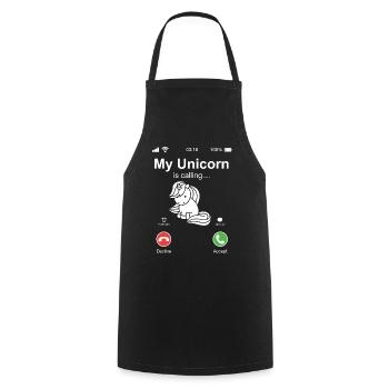 Unicorn fait appel à un cadeau arc-en-ciel - Tablier de cuisine - noir - Devant - AI Model Male 185 dark (185cm)