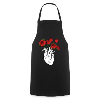 Roses Heart Flowers Medic Gardener - Cooking Apron - black - Front - AI Model Male 185 dark (185cm)