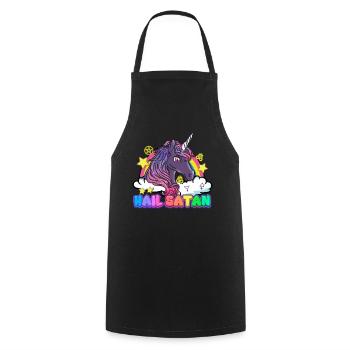 Hail Satan Einhorn Regenbogen Teufel Halloween - Kochschürze - Schwarz - Vorne - AI Model Male 185 dark (185cm)