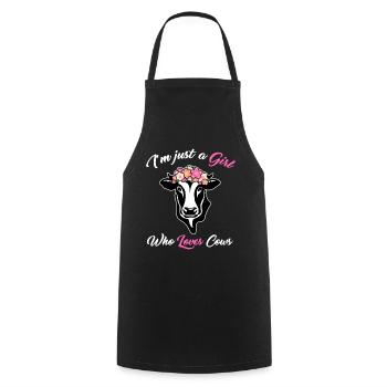 vache fille - Tablier de cuisine - noir - Devant - AI Model Male 185 dark (185cm)