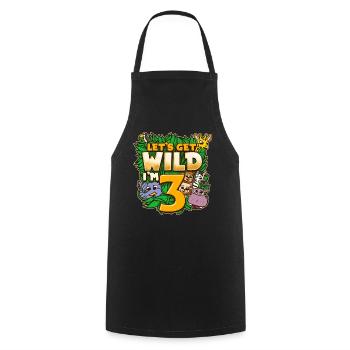 I'm 3 Dinosaur Safari Birthday T-Shirt - Cooking Apron - black - Front - AI Model Male 185 dark (185cm)