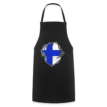 Finland - Cooking Apron - black - Front - AI Model Male 185 dark (185cm)