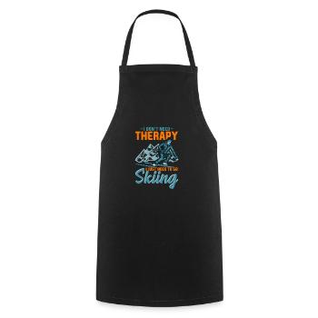 Ski thérapie t-shirt montagnes sport bière d'hiver - Tablier de cuisine - noir - Devant - AI Model Male 185 dark (185cm)