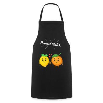 Cadeau citron et orange pour les végétaliens et les végétariens - Tablier de cuisine - noir - Devant - AI Model Male 185 dark (185cm)