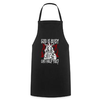 God Is Busy Can I Help You? Baphomet Occult - Cooking Apron - black - Front - AI Model Male 185 dark (185cm)