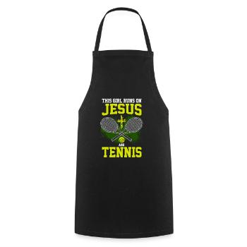 THIS GIRL RUNS ON JESUS AND TENNIS - Kochschürze - Schwarz - Vorne - AI Model Male 185 dark (185cm)