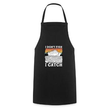 I don't fish i catch I Funny Fishing Quote - Kochschürze - Schwarz - Vorne - AI Model Male 185 dark (185cm)