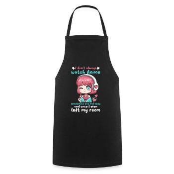 Je ne regarde pas toujours l’anime I cute Chibi Kawaii - Tablier de cuisine - noir - Devant - AI Model Male 185 dark (185cm)