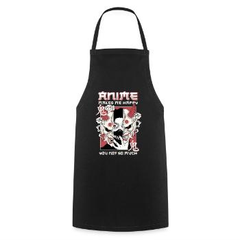ANIME BOYS2 ANIMEMAKESMEHAPPYYOUNOTSOMUCH - Cooking Apron - black - Front - AI Model Male 185 dark (185cm)