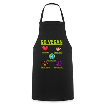 Go Vegan Cadeau drôle d’herbivore - Tablier de cuisine - noir - Devant - AI Model Male 185 dark (185cm)