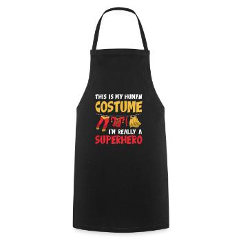 C’est mon costume humain, je suis vraiment un super-héros - Tablier de cuisine - noir - Devant - AI Model Male 185 dark (185cm)