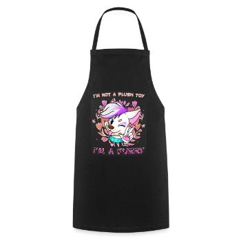 I'm not a plush toy I'm a Furry I Furries Fandom - Cooking Apron - black - Front - AI Model Male 185 dark (185cm)
