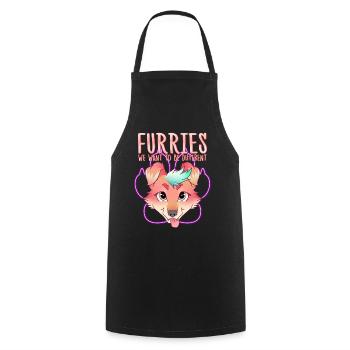 Furries we want to be different I Furries Fandom - Cooking Apron - black - Front - AI Model Male 185 dark (185cm)