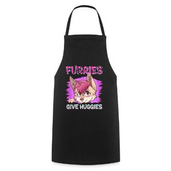 Furries give Huggies I Furry Fandom I Cosplay - Kochschürze - Schwarz - Vorne - AI Model Male 185 dark (185cm)