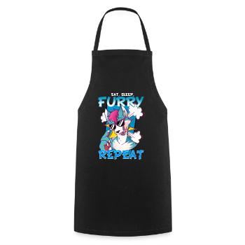 Eat Sleep Furry Repeat I Furries Fandom Cosplay - Kochschürze - Schwarz - Vorne - AI Model Male 185 dark (185cm)