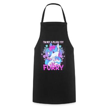 I'm not a plush toy I'm a Furry I Furries Fandom - Cooking Apron - black - Front - AI Model Male 185 dark (185cm)