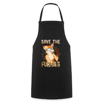 Save the Furries I Furry Fandom Anime Cosplay - Cooking Apron - black - Front - AI Model Male 185 dark (185cm)