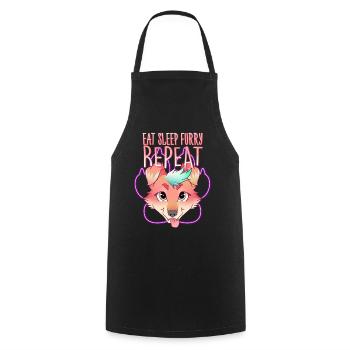 Eat Sleep Furry Repeat I Furries Fandom Cosplay - Cooking Apron - black - Front - AI Model Male 185 dark (185cm)