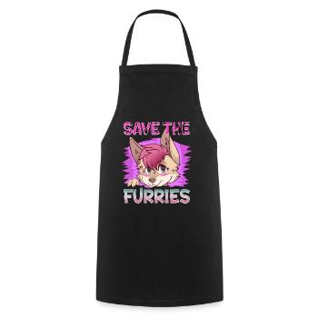 Save the Furries I Furry Fandom Anime Cosplay - Kochschürze - Schwarz - Vorne - AI Model Male 185 dark (185cm)