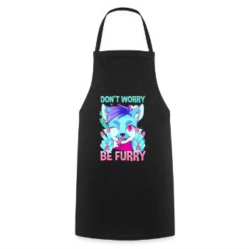 Don't worry be Furry I Furries Fandom I Anime - Cooking Apron - black - Front - AI Model Male 185 dark (185cm)