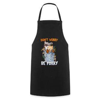 Don't worry be Furry I Furries Fandom I Anime - Kochschürze - Schwarz - Vorne - AI Model Male 185 dark (185cm)