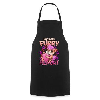 Eat Sleep Furry Repeat I Furries Fandom Cosplay - Cooking Apron - black - Front - AI Model Male 185 dark (185cm)