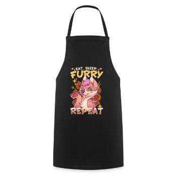 Eat Sleep Furry Repeat I Furries Fandom Cosplay - Kochschürze - Schwarz - Vorne - AI Model Male 185 dark (185cm)