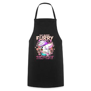 Eat Sleep Furry Repeat I Furries Fandom Cosplay - Kochschürze - Schwarz - Vorne - AI Model Male 185 dark (185cm)