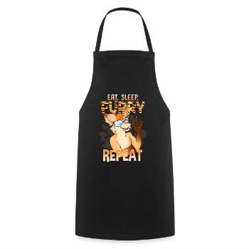 Eat Sleep Furry Repeat I Furries Fandom Cosplay - Cooking Apron - black - Front - AI Model Male 185 dark (185cm)