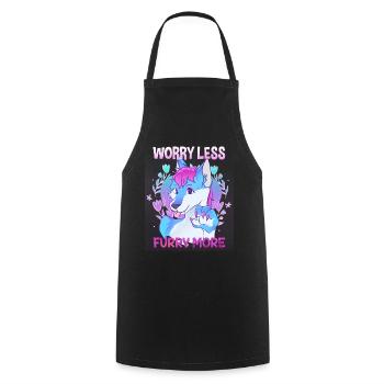Worry less Furry more I Fursona Cosplay Fandom - Cooking Apron - black - Front - AI Model Male 185 dark (185cm)